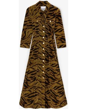 Ganni Jeanskleid Mit Tigermuster - Natur