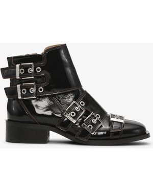 Ganni Feminine Buckle Naplack Boots - Black