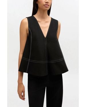 Ganni Cotton A-Line Top - Black