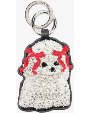 Ganni Joy Dog Bow Keyring - White