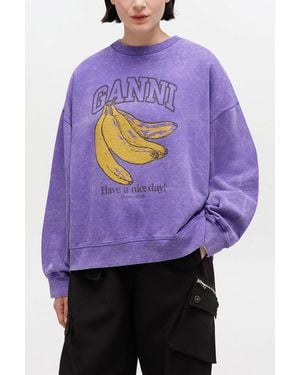 Ganni Vintage Wash Sweatshirt - Purple