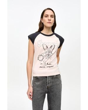 Ganni Basic Jersey Bunny Raglan T-Shirt in Pink | Lyst