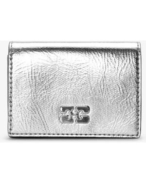 Ganni Metallic Bou Flap Card Holder - White