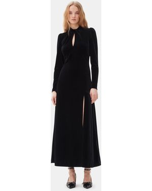 Ganni Velvet Long Dress - Black