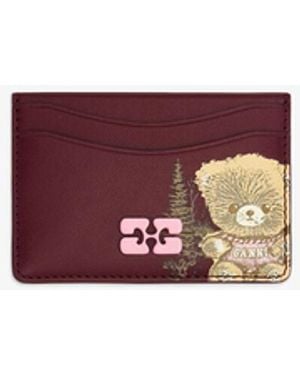 Ganni Bou Card Holder With Forest Teddy - White
