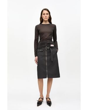 Ganni Heavy Twill Midi Skirt Polyester - Black