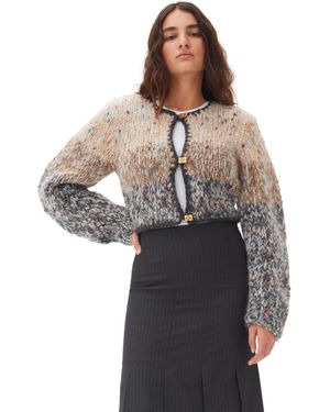 Ganni Handknit Crop Cardigan - Grey