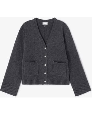 Ganni Classic Wool Cardigan - Blue