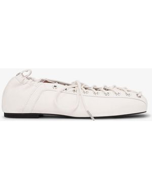 Ganni Faux Leather Ballet Shoes - White