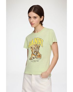 Ganni Baby Fit T-Shirt With Tiger - Multicolour