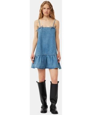 Ganni Tint Denim Mini Dress - Blue