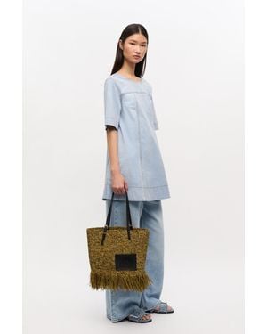 Ganni Raffia Tote Fringes Bag Small - Multicolour