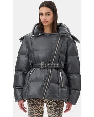 Ganni Shiny Nylon Puffer Jacket - Gray