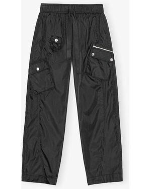 Ganni Duchesse Nylon Cargo Trousers - Black