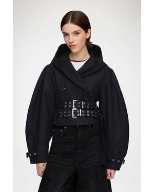 Ganni Veste Trench En Coton Double Biologique - Bleu