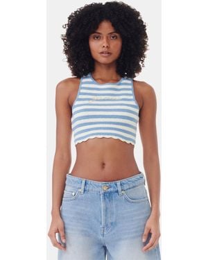 Ganni Crochet Racerback Top - Blue