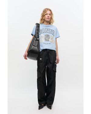 Ganni Nylon Elasticated Trousers - Blue