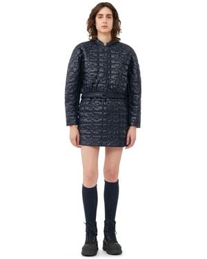 Ganni Shiny Quilt Mini Skirt - Blue