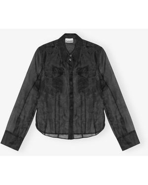 Ganni Technical Organza Shirt - Black