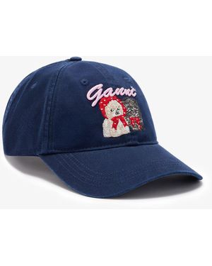 Ganni Dark Animal Canvas Cap - Blue