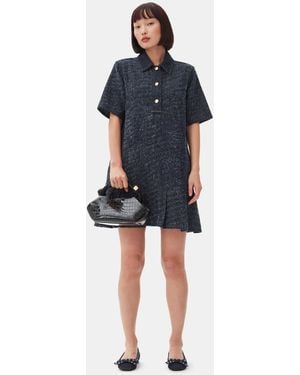 Ganni Dark Blue Fluffy Denim Mini Dress