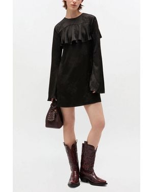 Ganni Ruffle Mini Dress - Black