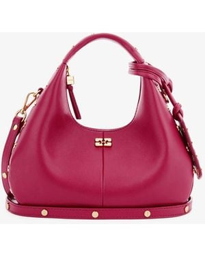 Ganni Mini Hobo Bag Studs In - Pink