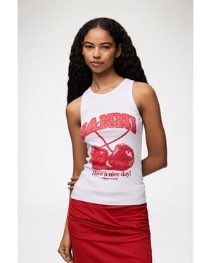 Ganni Tank Top With Cherry - Red