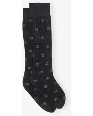 Ganni Black Glitter Butterfly Lace Socken - Schwarz