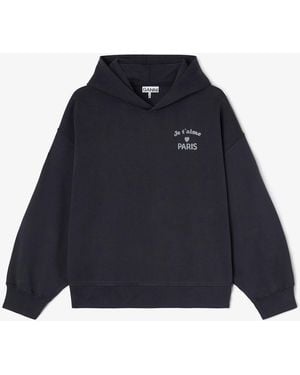 Ganni Dark Paris Club Hoodie - Blue