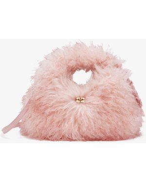 Ganni Fur Mini Hobo Bag - Pink