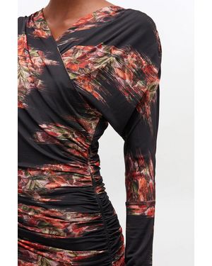 Ganni Floral Ruched Dress - White