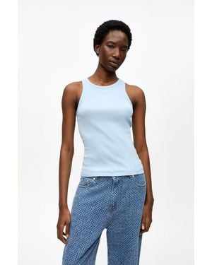 Ganni Soft Cotton Rib Tank Top - Blue