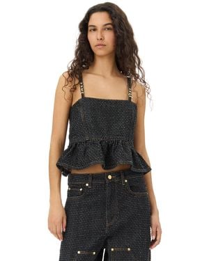 Ganni Textured Top - Black