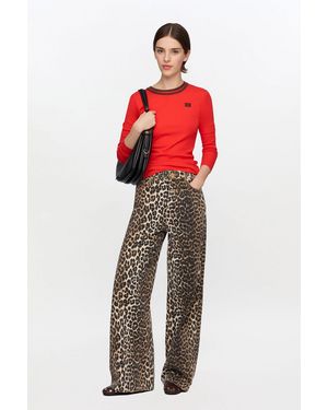 Ganni Long-Sleeve Top - Red