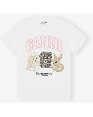 Ganni Animal Print T-Shirt - White