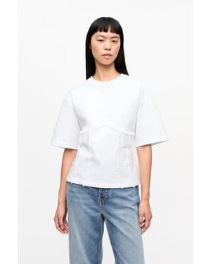 Ganni Cotton Tie Back T-Shirt - White
