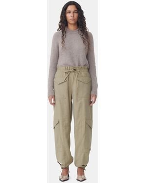 Ganni Light Slub High Waist Pocket Pants - Natural