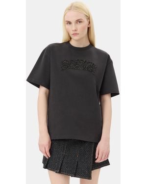 Ganni Heavy Cotton Drop Shoulder T-Shirt - Black