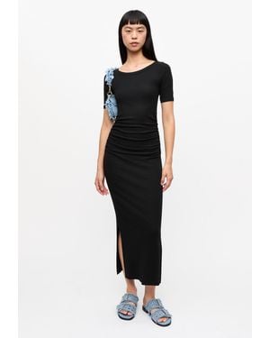Ganni Soft Cotton Rib Dress - Black