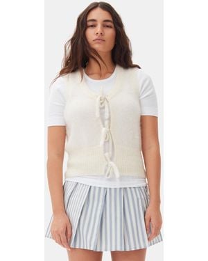 Ganni Ivory Tie String Vest - White
