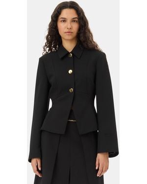 Ganni Light Twill Suiting Blazer - Black