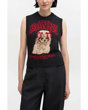 Ganni Graphic Wool Vest - Multicolour