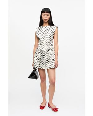 Ganni Polka-Dot Satin Corset Mini Dress - White