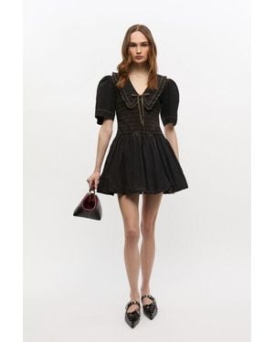 Ganni Washed Smock Dress - Black