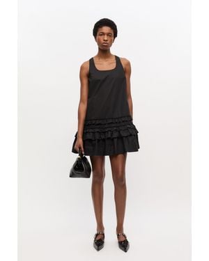 Ganni Cotton Poplin Mini Dress - Black