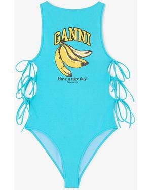 Ganni Swimsuit With Banana - Blue