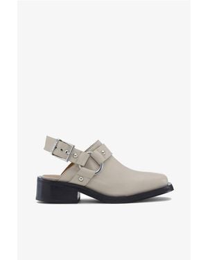 Ganni Slingback Biker Pantoletten - Weiß