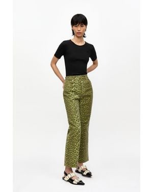 Ganni Leopard Betzy Jeans - Green