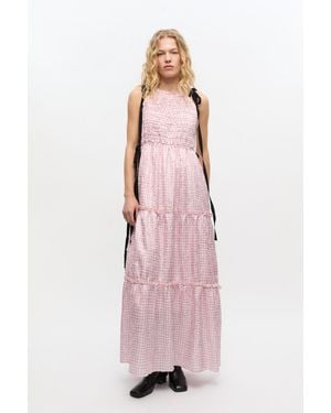 Ganni Dress With A Check Pattern - Pink
